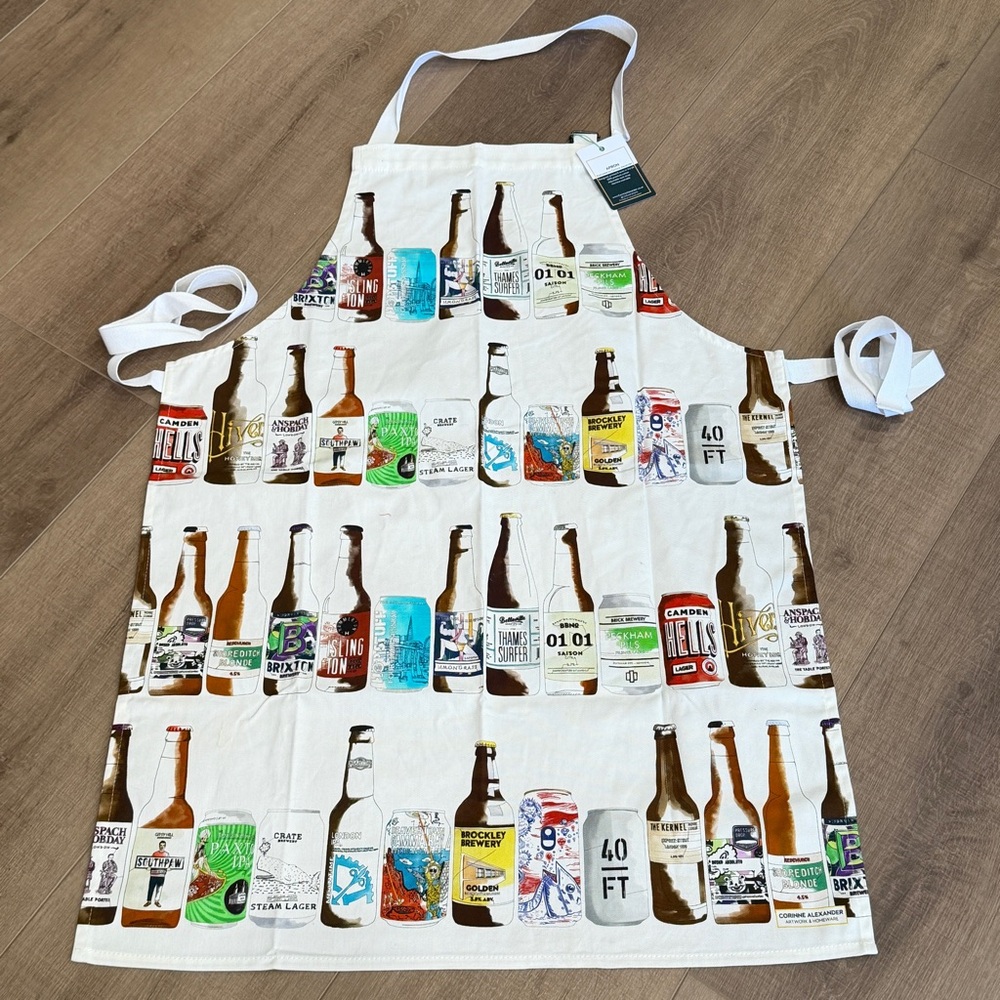 Craft Beer Bottles Cotton Apron Unisex Made in UK Corinne Alexander One Size NWT